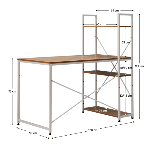 PC stôl/viacúčelový praktický stôl, dub/biela, VEINA