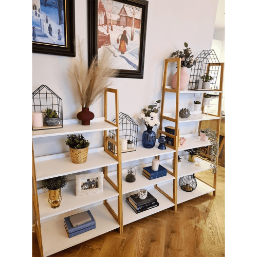 3-policový regál, biela/prírodná, KOEN TYP 1