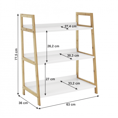 3-policový regál, biela/prírodná, KOEN TYP 1