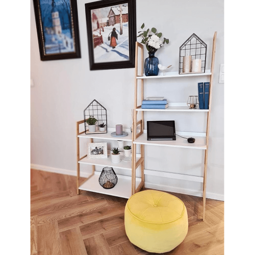 4-policový regál, biela/prírodná, KOEN TYP 2