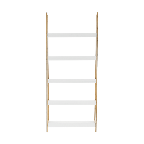 5-policový regál, biela/prírodná, KOEN TYP 3