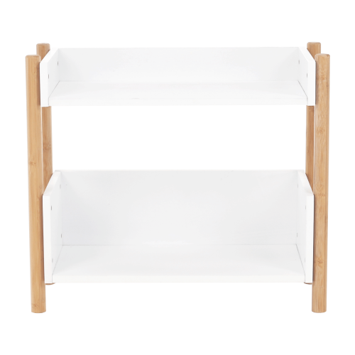 2-poličkový regál, prírodný bambus/biela, BALTIKA TYP 1