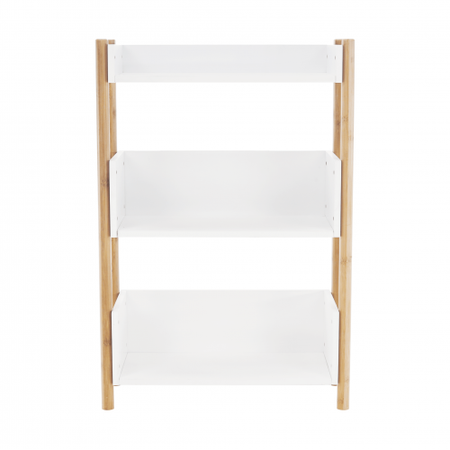 3-poličkový regál, prírodný bambus/biela, BALTIKA TYP 2