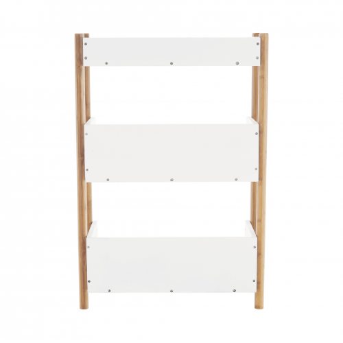 3-poličkový regál, prírodný bambus/biela, BALTIKA TYP 2