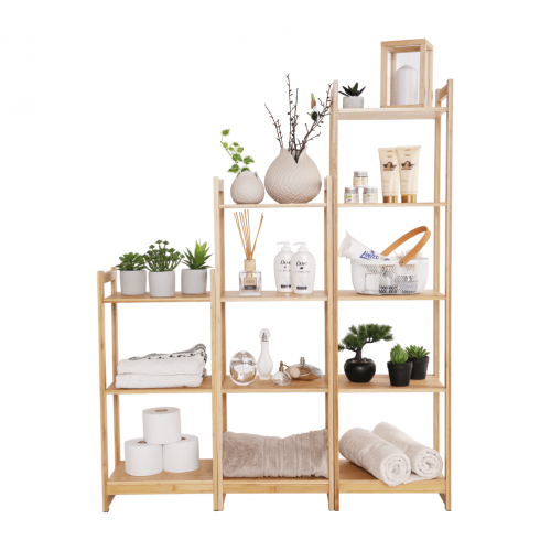 3-poličkový regál, prírodný bambus, IMPEROR TYP 1
