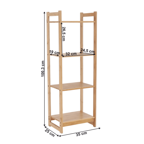 4-poličkový regál, prírodný bambus, IMPEROR TYP 2