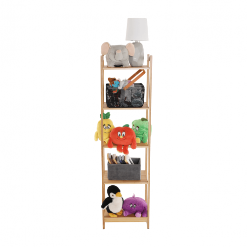 5-poličkový regál, prírodný bambus, IMPEROR TYP 3