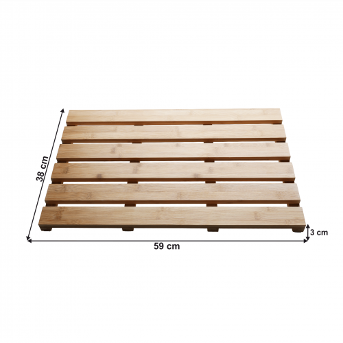 Protišmyková predložka do kúpeľne, prírodný lakovaný bambus, KLERA