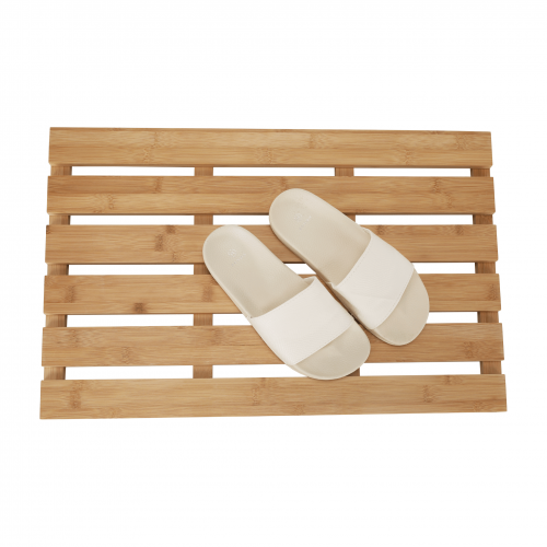 Protišmyková predložka do kúpeľne, prírodný lakovaný bambus, KLERA