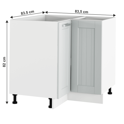 Spodná rohová skrinka, svetlosivá/biela, univerzálna, JULIA TYP 62