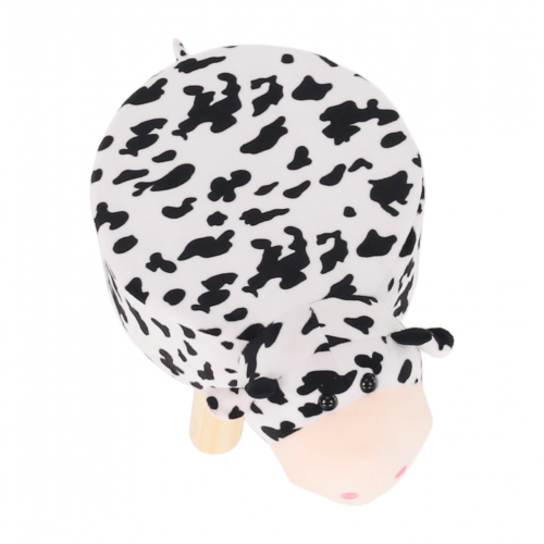 Taburet v tvare kravičky, látka Velvet biela/čierna/prírodná, MOLLY