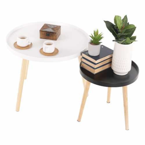 Príručný stolík, biela/prírodná, SANSE TYP 1