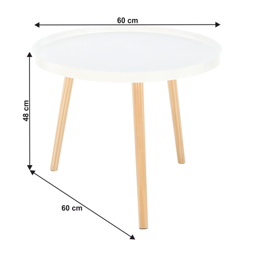 Príručný stolík, biela/prírodná, SANSE TYP 1