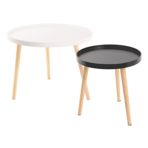 Príručný stolík, biela/prírodná, SANSE TYP 1