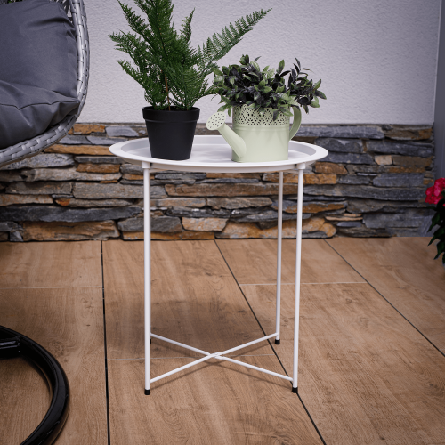 Príručný stolík s odnímateľnou táckou, biela, RENDER