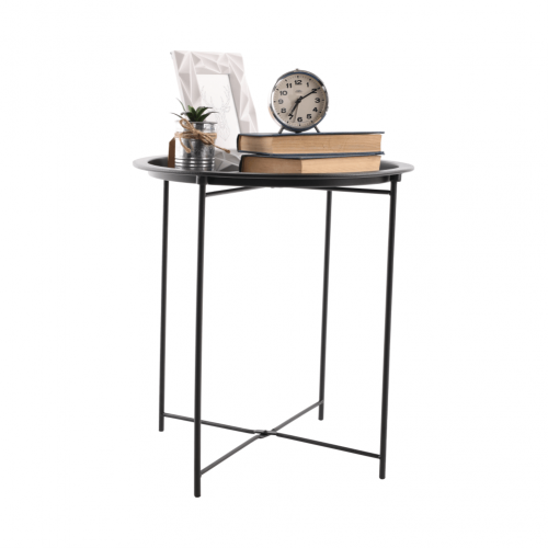 Príručný stolík s odnímateľnou táckou, čierna, RENDER