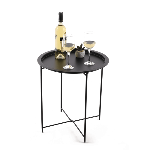 Príručný stolík s odnímateľnou táckou, čierna, RENDER