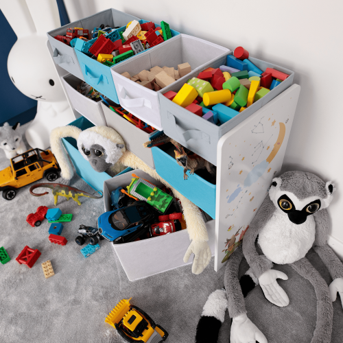 Organizér/regál na hračky, viacfarebná/vzor, DARLING TYP 2