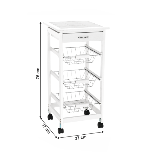 Servírovací vozík, biela, KORUS