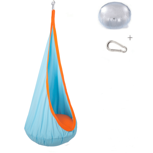 Závesné hojdacie kreslo, modrá/oranžová, SIESTA TYP 1