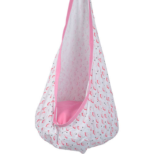 Závesné hojdacie kreslo, ružová/vzor plameniak, SIESTA TYP 2