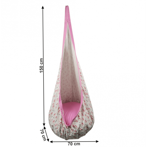 Závesné hojdacie kreslo, ružová/vzor plameniak, SIESTA TYP 2