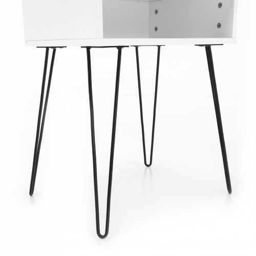 Príručný/nočný stolík, biela/čierna, HONEJ