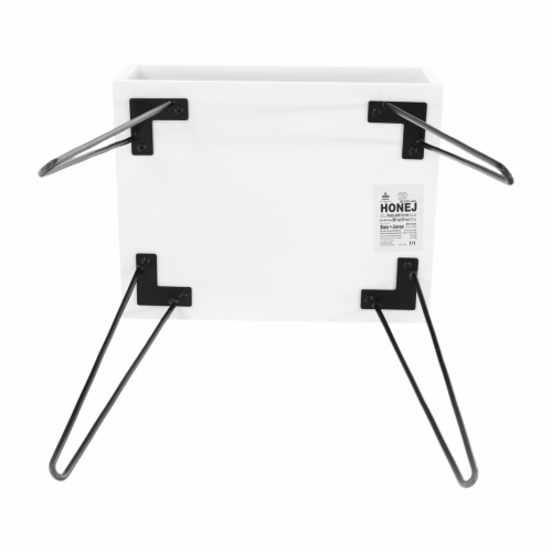 Príručný/nočný stolík, biela/čierna, HONEJ