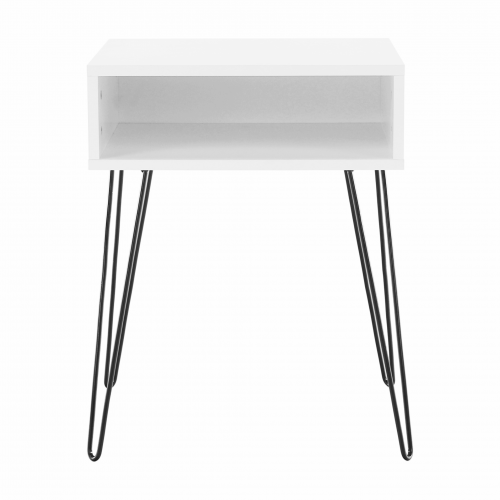 Príručný/nočný stolík, biela/čierna, HONEJ