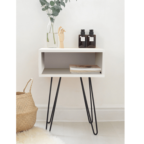 Príručný/nočný stolík, biela/čierna, HONEJ