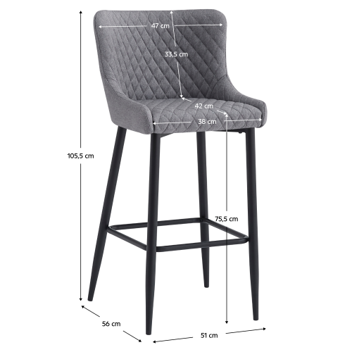 Barová stolička, sivá/čierna, CEZARIA
