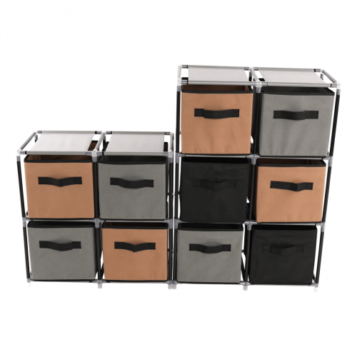 Komoda s látkovými šuplíkmi, čierna/hnedá/sivá, CAMILO TYP 1