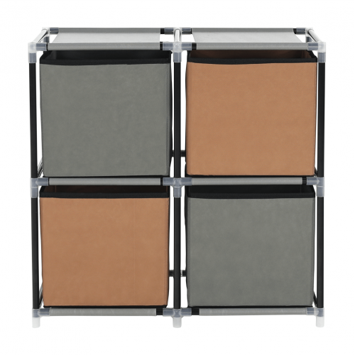 Komoda s látkovými šuplíkmi, čierna/hnedá/sivá, CAMILO TYP 1