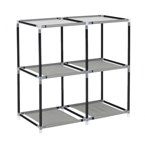 Komoda s látkovými šuplíkmi, čierna/hnedá/sivá, CAMILO TYP 1