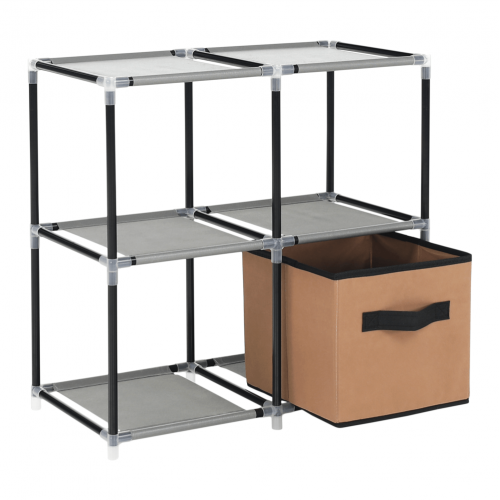 Komoda s látkovými šuplíkmi, čierna/hnedá/sivá, CAMILO TYP 1