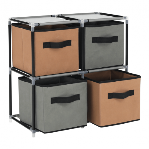 Komoda s látkovými šuplíkmi, čierna/hnedá/sivá, CAMILO TYP 1