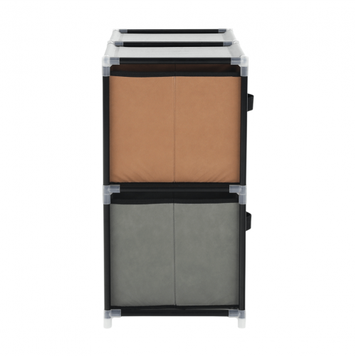 Komoda s látkovými šuplíkmi, čierna/hnedá/sivá, CAMILO TYP 1