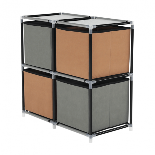 Komoda s látkovými šuplíkmi, čierna/hnedá/sivá, CAMILO TYP 1