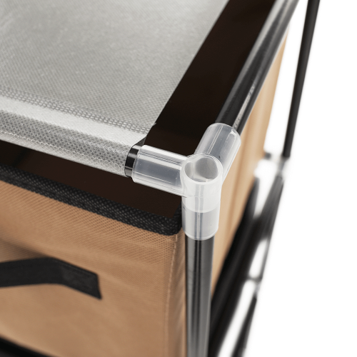 Komoda s látkovými šuplíkmi, čierna/hnedá/sivá, CAMILO TYP 2