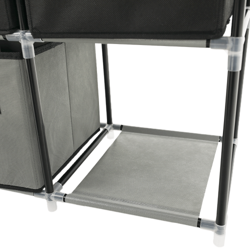 Komoda s látkovými šuplíkmi, čierna/hnedá/sivá, CAMILO TYP 2