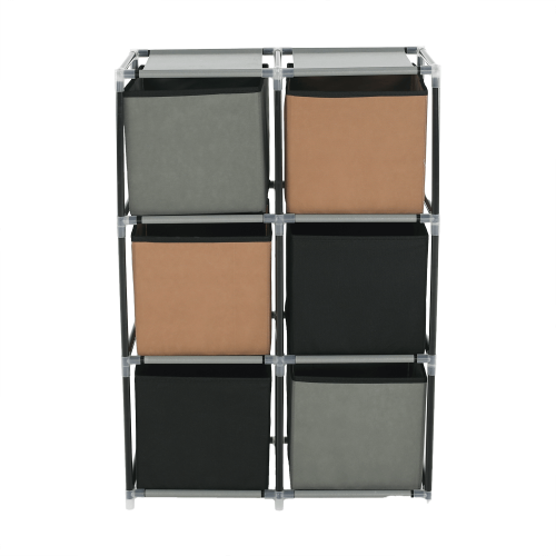 Komoda s látkovými šuplíkmi, čierna/hnedá/sivá, CAMILO TYP 2