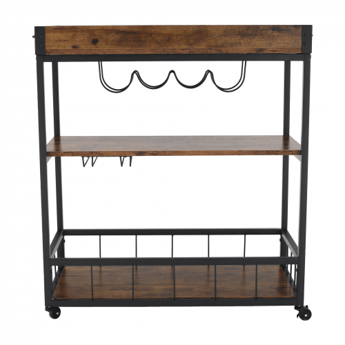 Servírovací vozík, dub smoke/čierna, SILVIUS