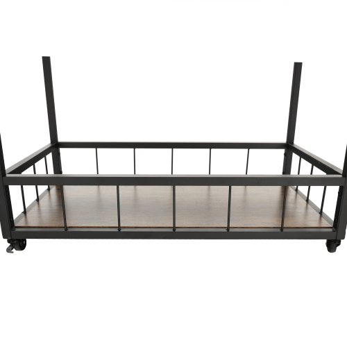 Servírovací vozík, dub smoke/čierna, SILVIUS