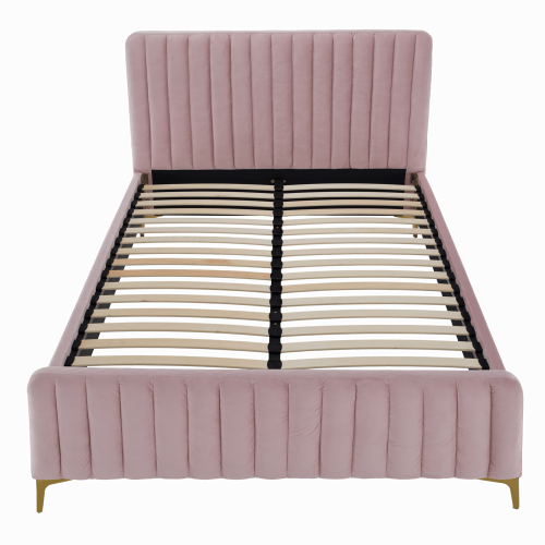 Posteľ, ružová/gold chróm zlatý, 180x200, KAISA