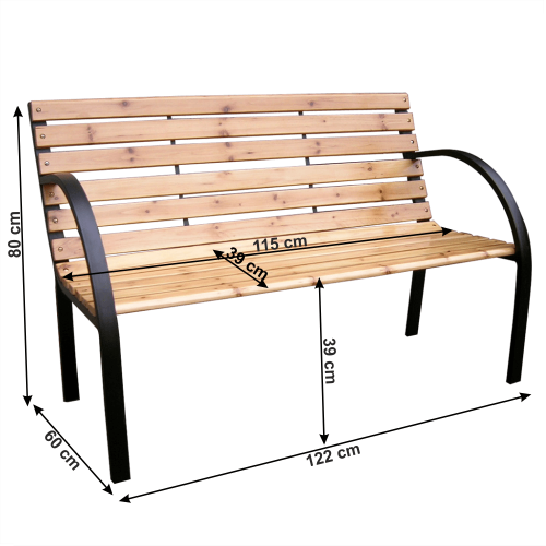 Záhradná lavička, čierna/prírodná, LACEA