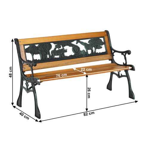 Detská lavička, čierna/prírodná, NADAZA