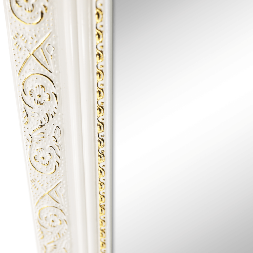 Stojanové zrkadlo, biela/bielo-zlatý ornament, LAVAL Stojanové zrkadlo, biela/bielo-zlatý ornament, LAVAL