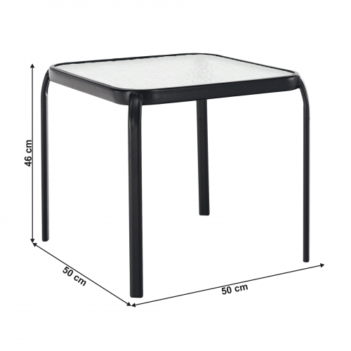 Záhradný príručný stolík, čiena oceľ/tvrdené sklo, RAMOL