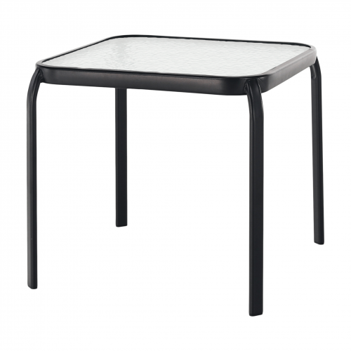 Záhradný príručný stolík, čiena oceľ/tvrdené sklo, RAMOL