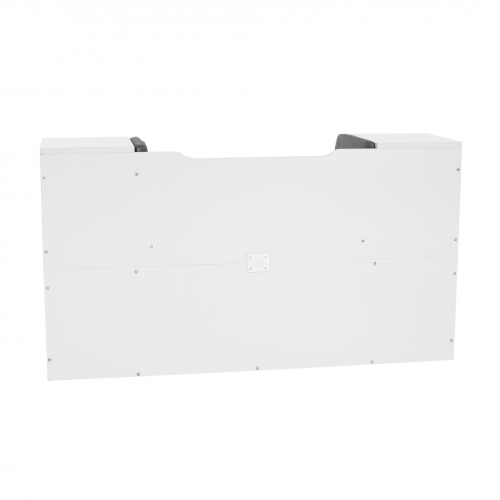 Detská knižnica s miestom na sedenie, biela/sivá, FERIA